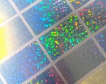 50 Glitter Trading Card Stickers: Blank One Touch Case Labels