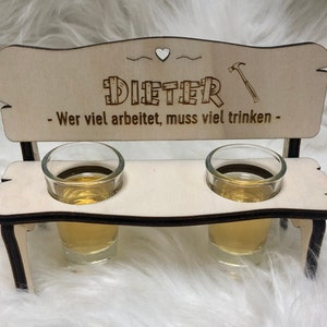Personalized schnapps bench with engraving incl. glasses / worker's bench