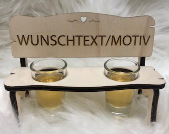 Personalized schnapps bench with engraving incl. glasses / schnapps bench