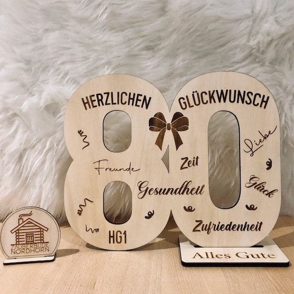 Jahreszahl aus Holz - Geschenkartikel aus Holz - Holzzahl - Geburtstagsgeschenk