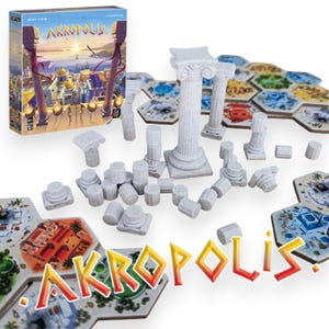 Column and Pawns for AKROPOLIS Gigamic in 3D Marble Effect Cubes and Architect