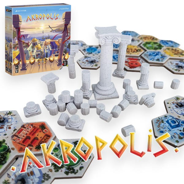 Column and Pawns for AKROPOLIS Gigamic in 3D Marble Effect Cubes and Architect