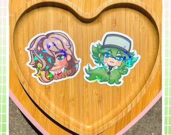 3" Poke Trainers Chibi Stickers! | Holographic Water Resistant Hand Drawn N & Arven Chibi Stickers