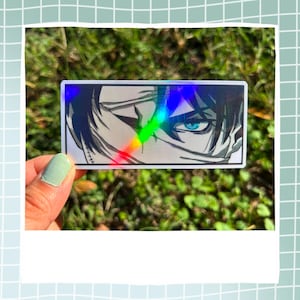 3.5&quot; Bandaged Levi Ackerman Holographic Sticker | 3.5&quot; Anime Eyes Holographic Water Resistant Hand Drawn Attack On Titan Sticker |