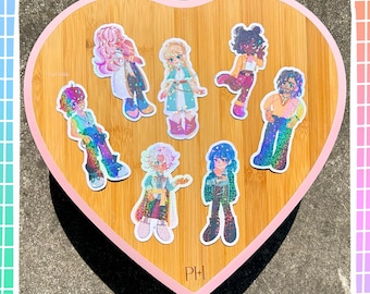 Fields of Mistria Holographic Stickers! | Holographic Water Resistant Hand Drawn FOM Chibi Stickers | Sandy Stars Holo Stickers!