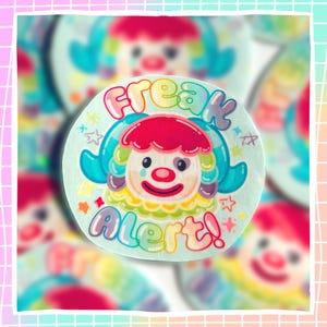 ¡Calcomanía holográfica resistente al agua de 2,5" de Freak Alert Pietro ACNH! / ¡Calcomanía de aldeano ovino de Animal Crossing! / ¡Calcomanía de payaso de Freak Alert!