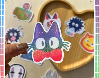 2,5-calowe holograficzne naklejki Studio Ghibli! | Holograficzne naklejki Sandy Star Anime! Wodoodporne, ręcznie rysowane naklejki Kawaii!
