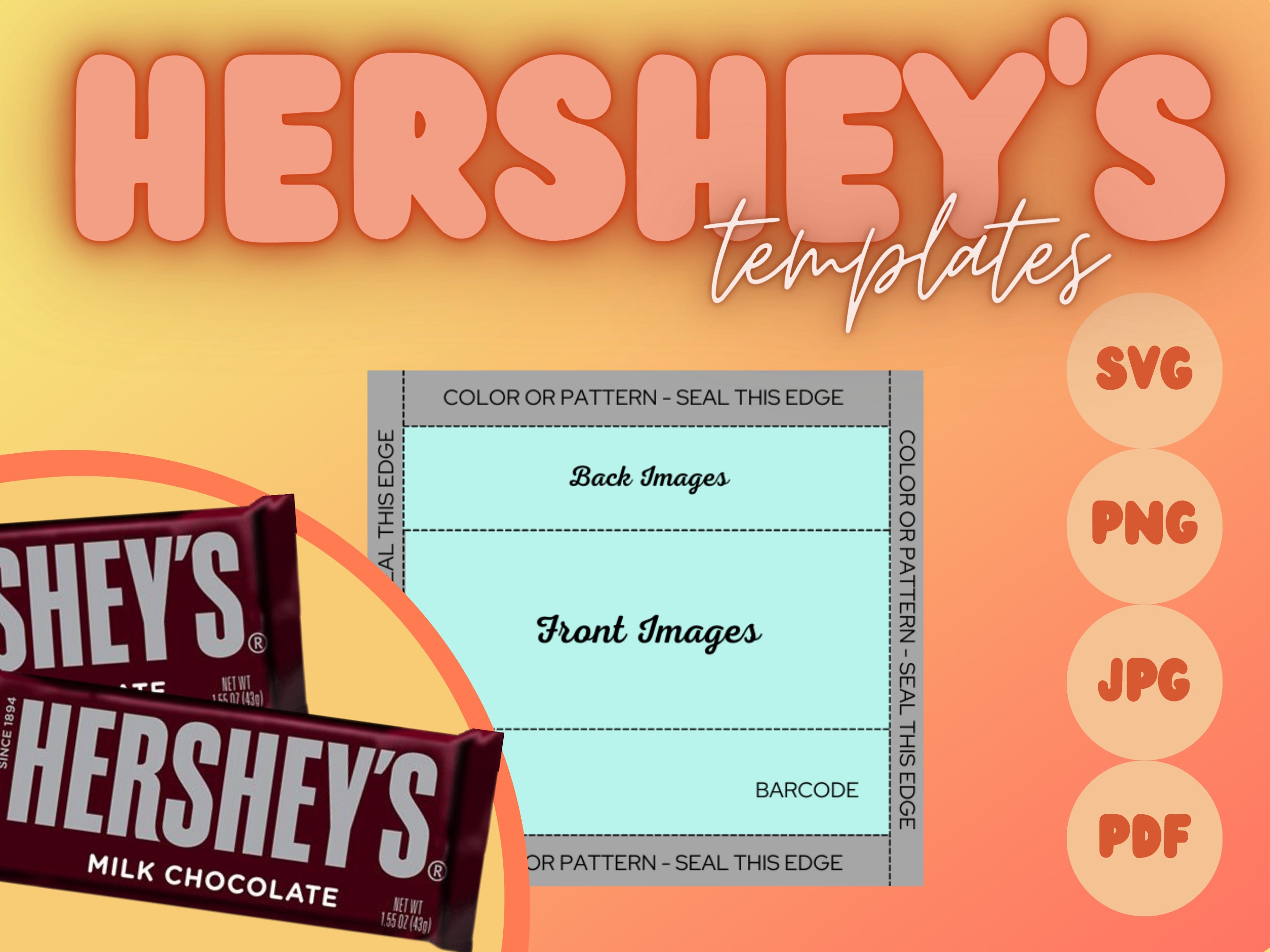 Hersheys Wrapper Template Digital Download Canva Cricut SVG Etsy Canada