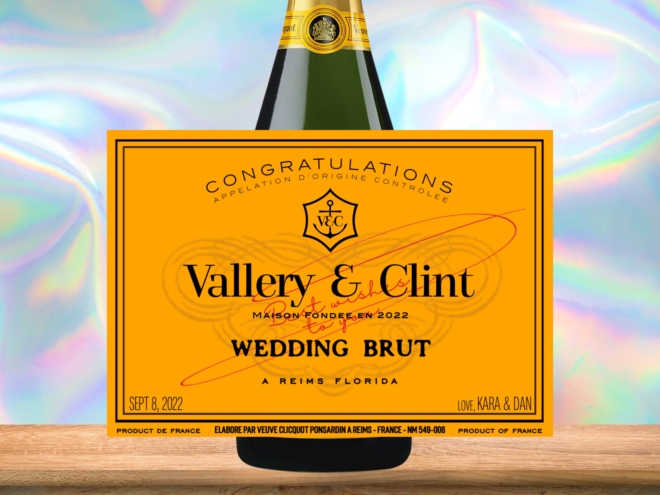 Wedding Champagne Yellow Brut Custom Label 750ml Birthday -  Ireland