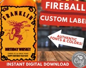 AUTHENTIC Fireball Whiskey Custom Label Birthday Bridesmaid Groomsman Bachelorette Anniversary Bridal Shower Wedding Titos DIGITAL DOWNLOAD
