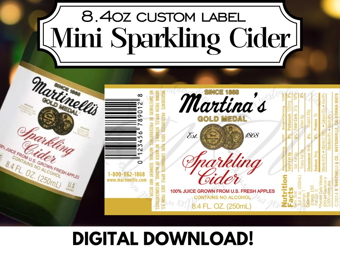 Martinellis Sparkling Cider Custom Label 8.4oz Mini Birthday Etsy