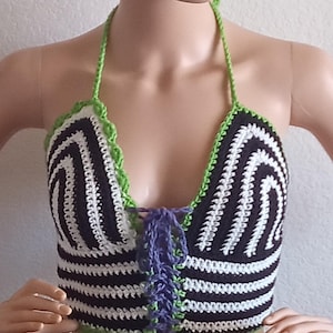 Beetlejuice Inspired Corset Crop Top/Crochet Crop Top/ Glow in the Dark Halloween