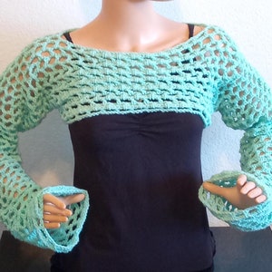 Crochet Shrug Mesh top with Bell Sleeves/Pullover/Shrug/