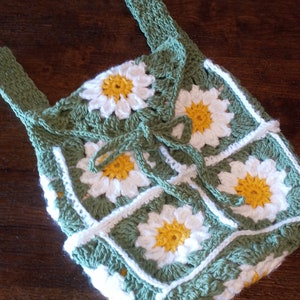 Crocheted Daisy Granny Square Small Backpack