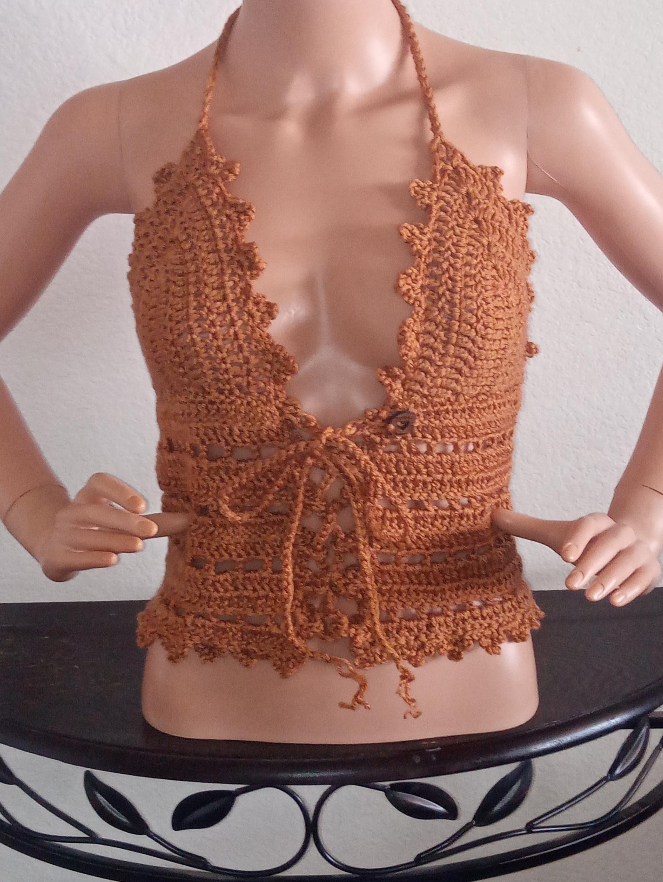 Crochet Front Tie Top Bralette/ Crochet Crop Top/summer/swimwear