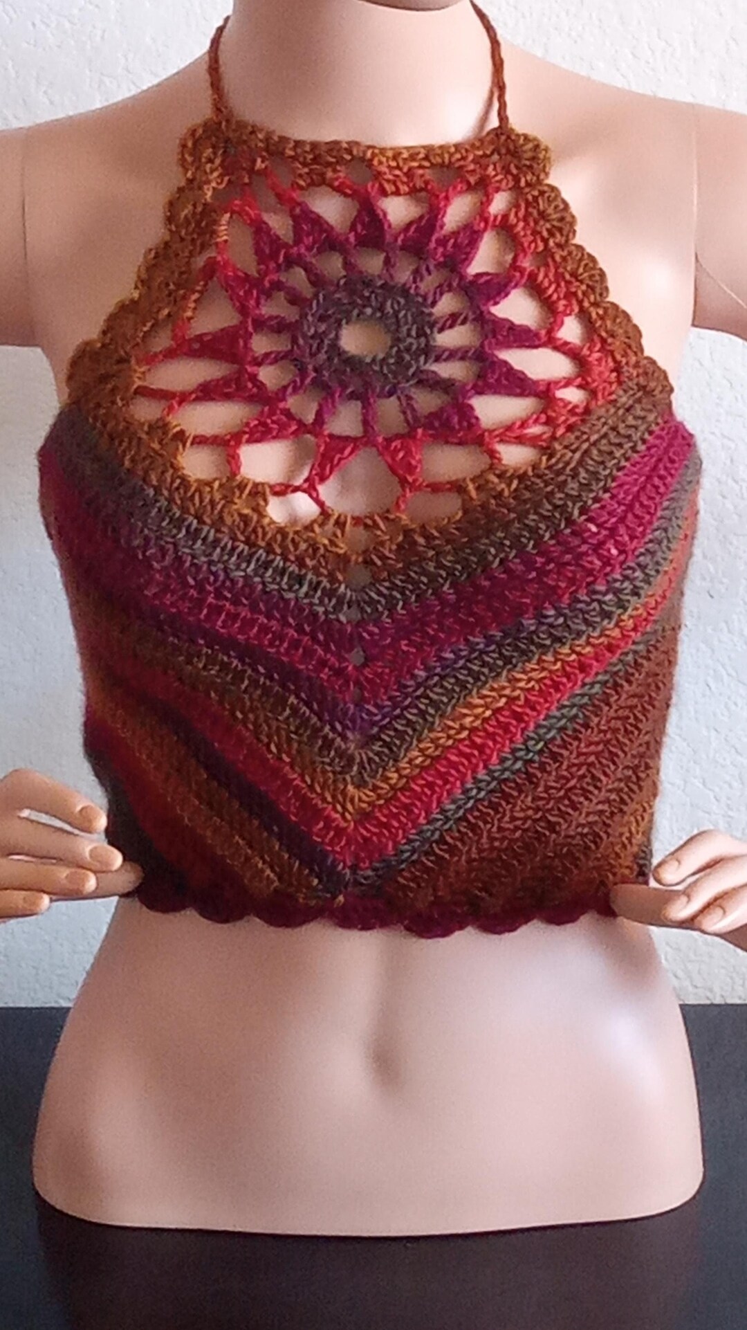 Mandala Flower Crochet Cropped Top