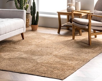 Natürlicher Juteteppich Juteteppich geflochtener Teppich Boho-Juteteppich Rechteckiger Juteteppich, Boho-Dekorteppich, Juteteppich, quadratischer Juteteppich