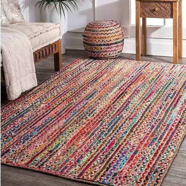 Alfombras de algodón Chindi Runner - Alfombras de piso Alfombras de yoga decorativas para la habitación Alfombra decorativa hecha a mano para el hogar (multicolor, 4 x 6, 5x8 pies...)