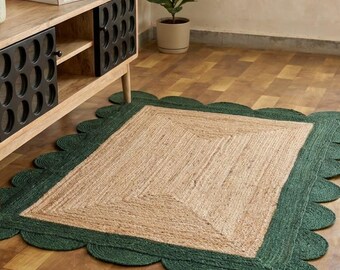 Ausgebogter Juteteppich, Teppichläufer, Türmatte, Handgefertigter Teppich, Treppenläufer, Rattanteppich, Geschenk, Weihnachtstür, Benutzerdefinierte Teppich