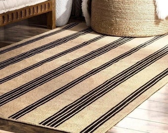 Natural Jute Rug Jute Braided Rug Bohemian Jute Rug Rectangular Jute Rug, Boho Decor Rug, Jute Area Rug, Square Jute rug Custom Size Rug