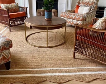 Jute Rug- Scalloped Rug, Jute Scalloped Rug, Bohemian Scallop Rug, Natural Jute Area Rug, Jute Rug Rectangular, Jute Scallop Rug, Custom Rug