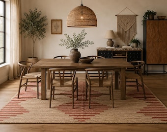 Handmade red and Natural Hemp Jute Rungs-Extra Large Jute Rugs red Jute Rugs- checkerboard jute Rug, Large Area Hemp Rug For Hallway Rug