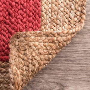 Red Handmade Jute Rug, Jute Braided Rug, Natural Rug, Bohemian Rug, Jute Area Rug, Jute Woven Rug , Large Area Rug, Eco Friendly Rug image 4