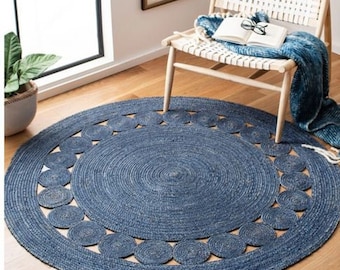 Handmade Round Jute Rug: Bohemian Home Decor, Yoga Mat, Hand Woven Jute Round Rug Rustic Bohemian Style
