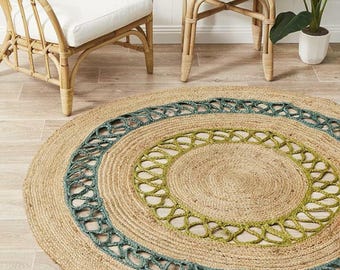 Hand-Braided Round Jute Rug: Bohemian Home Decor. Natural Boho Circle Rug for Home Décor"Jute Braided Rug Circle Jute Rug,