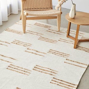 Handwoven Cotton Jute Rug | Natural Fiber Area Rug for Living Room & Bedroom, Cotton decorative runner, Natural Jute Eco-Friendly Cotton rug