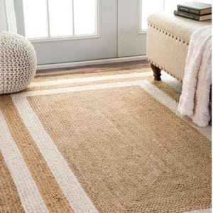 Natural Jute Rug Jute Braided Rug Bohemian Jute Rug Rectangular Jute Rug Boho Decor Rug Jute Area Rug Jute rug Halloween Custom Size Rug,
