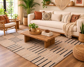 6x9,8x10ft black and Natural Hemp Jute Rungs-Extra Large Jute Rugs Jute Rugs ,checkerboard jute Rug, Large Area Hemp Rug For Hallway Rug