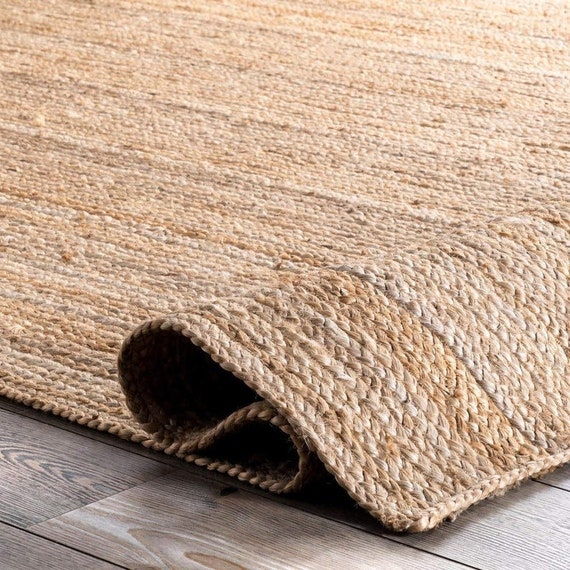 Natural Jute Braided Handmade Natural Jute Rectangle Rug Eco Friendly Pure Vegan Living Room Jute rug area rug Jute rug Warm Rug