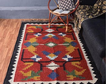 Wool Jute Rug Handwoven Rug Boho Rug Vintage Decor Rug Hallway Kilim Runner Custom Size Rug Bohemian Rug Bedrooms' Rug Living Room Rug 8x10