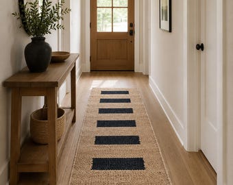 Handwoven Hemp Rug  runner, Natural Jute Hemp Hand Braided Rug, Hemp Jute Rug, Jute Bed Side Runner, Jute Area Runner, Traditional rug