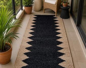 Handwoven Jute Hemp Runner Rug : Bohemian Braided Area Rug Entryway Stair Runner Outdoor kitchen, Bedside, Gallery Outdoor Patio Rug