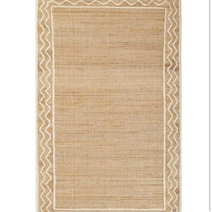 8 x 10 Ft Jute Teppich Elfenbein weiße Welle Natürliche Jute Hochwertige Hand gewebte beste Qualität Boho Stil Teppich Marokkanischer Teppich Boho Decor Teppich