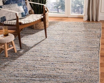 Cotton Denim  Chindi Rug, Hand braided Rug, Cotton Runner Rug, Custom Rugs, Braided Cotton Rug, Recycled Cotton Rug Carpet Denim jute rug