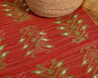 Tappeto Kilim, tessuto a mano, in lana e iuta, tappeto Kilim vintage, tappeto indiano Dhurrie tessuto a mano, tappeto tradizionale di dimensioni personalizzate, decorazione per la casa a tessitura piatta
