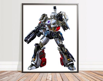 Megatron Transformers, descarga digital, superhéroe, impresión de póster de arte de pared, póster de superhéroe, imprimible para niños, decoración de la habitación de los niños, Optimus Prime