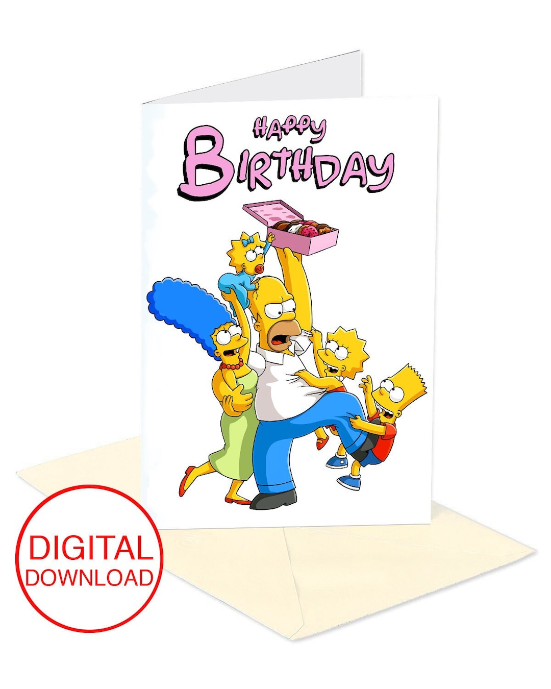 The Simpsons Birthday Card, Instant Download, Printable,size 5x7, Funny