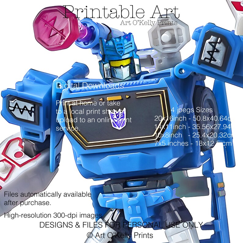 Soundwave Transformers Print ,Digital Download, Superhero,Wall Art Poster Print, Printable For Kids, Boys Room Decor, Optimus Prime,Autobots image 2