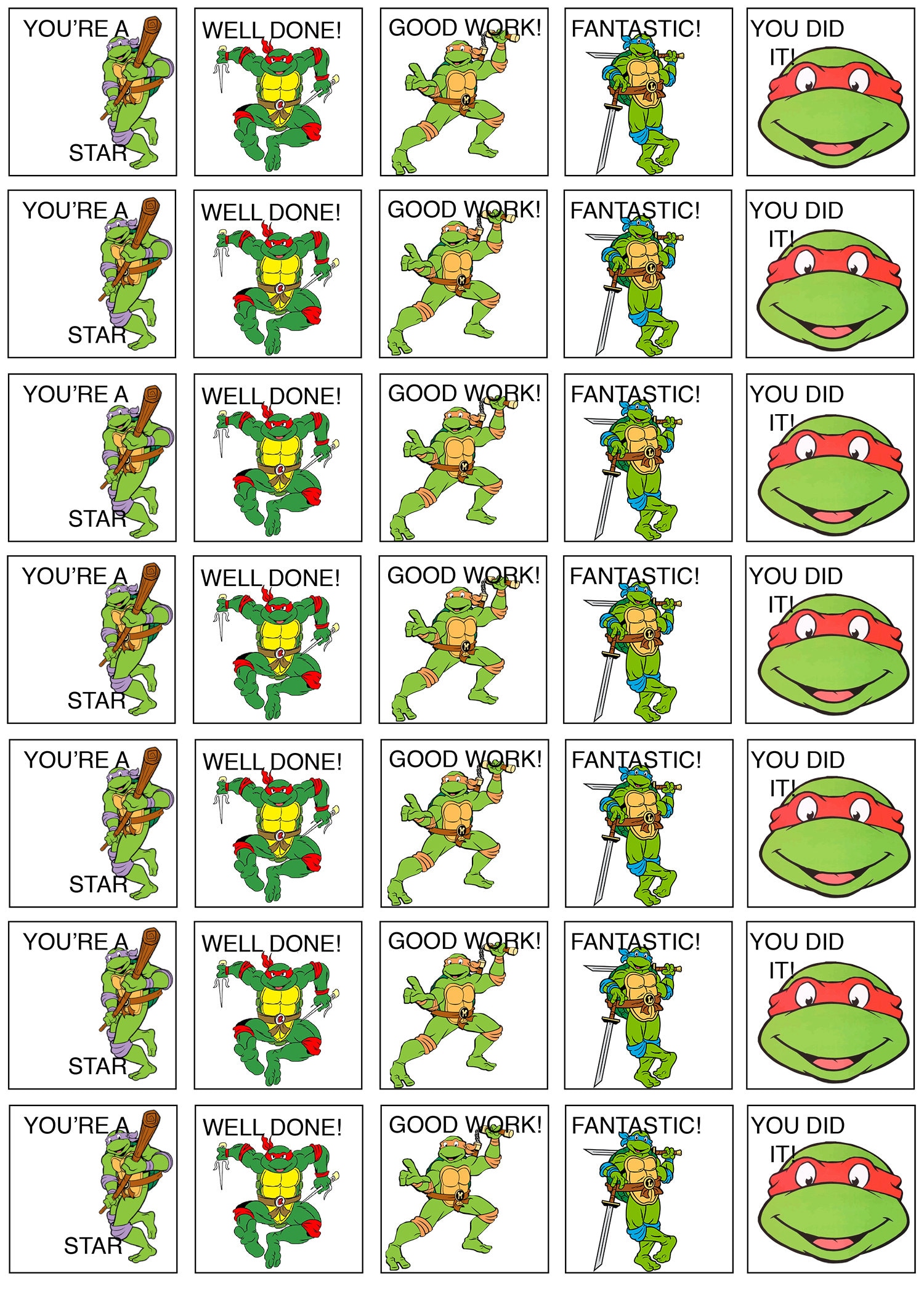 Behavior Reward Chart for Kids Teenage Mutant Ninja Turtles - Etsy