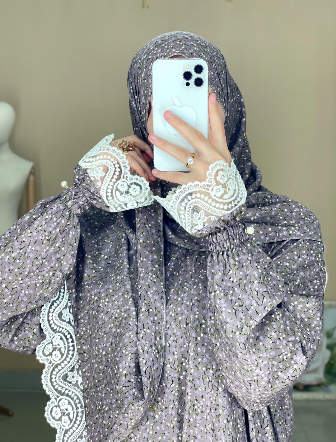 Muslim Girls Satin Prayer Dress Overhead Jilbab Robe Abaya #25662