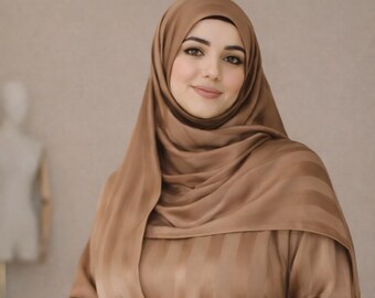 Luxury Dubai Silk Prayer Dress Abaya, Attached headscarf