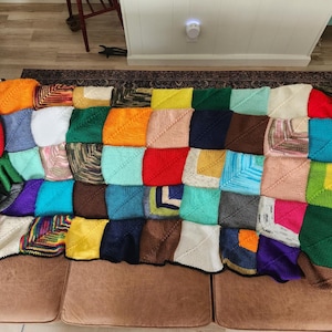 Medium Size Knitted Multicolor Blanket Throw