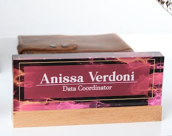 Personalized Acrylic Desk Name Plate: Modern Office Decor, Executive Gift