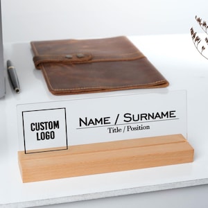Personalized Company Logo Name Plate, Custom Logo Name Plate, CoWorker Gift, Office Name Plate, New Job Gift, Custom Office Name Sign Decor