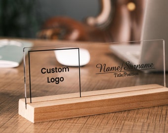 Plaque signalétique personnalisée avec logo d'entreprise, Plaque signalétique avec logo personnalisé, Cadeau pour collègue, Plaque signalétique de bureau, Cadeau pour nouvel emploi, Déco personnalisée pour plaque nominative de bureau