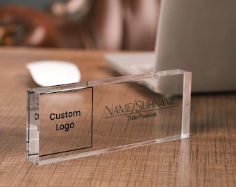 Personalized Logo Nameplate, New Job Gift, Custom Desk Accessories, CoWorker Gift, Gift for Boss, Desk Name Plate, Custom Logo Name Sign